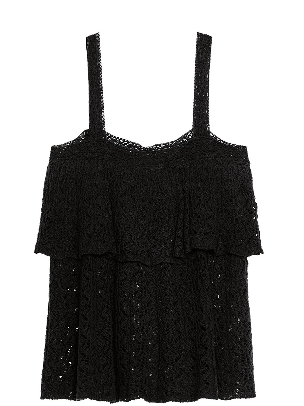 Zara Black Crochet Ruffle Camisole